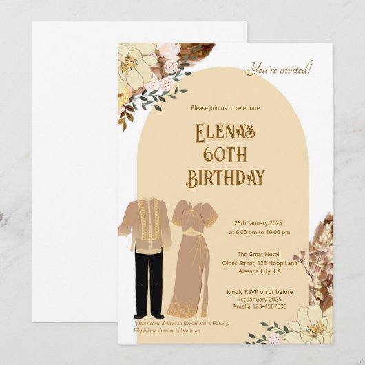 Filippijnse kledij verjaardagsuitnodiging Filippij Kaart (Voorkant / Achterkant)