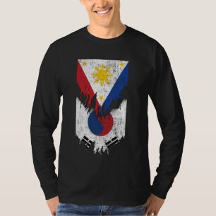 Filippijnse Koreaanse vlaggen gescheurd gescheurd  T-shirt