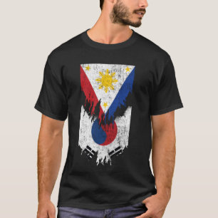 Filippijnse Koreaanse vlaggen gescheurd gescheurd T-shirt
