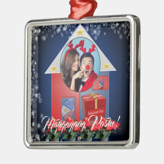 Filippijnse lantaarn, parol, vlag, Balikbayan Box Metalen Ornament (Links)