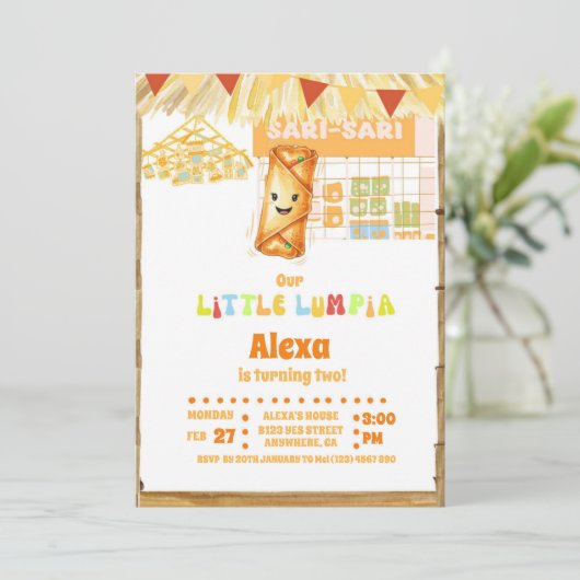 Filippijnse Little Lumpia Theme Verjaardag Kaart (Staand voorkant)