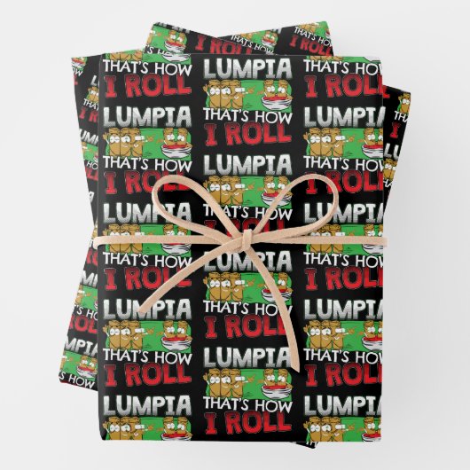Filippijnse Lumpia Food Cartoon Inpakpapier Vel (In situ)