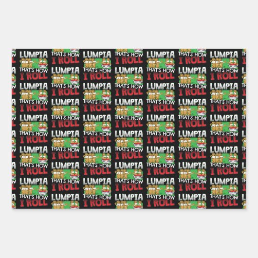 Filippijnse Lumpia Food Cartoon Inpakpapier Vel (Voorkant)