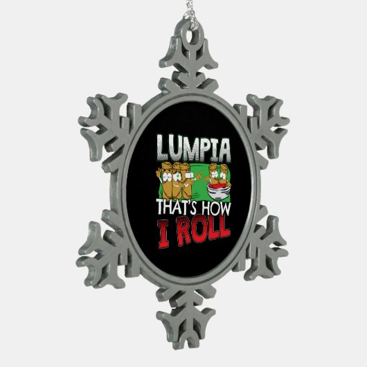 Filippijnse Lumpia Food Cartoon Tin Sneeuwvlok Ornament (Links)