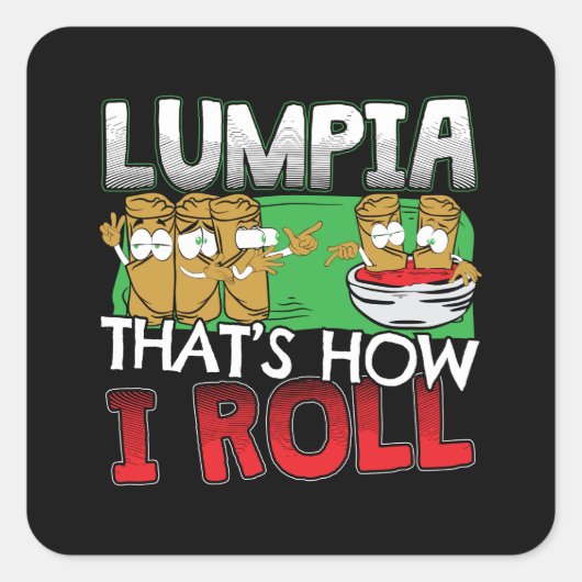 Filippijnse Lumpia Food Cartoon Vierkante Sticker (Voorkant)