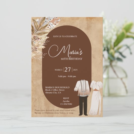 Filippijnse thema verjaardag uitnodiging Filippijn (Staand voorkant)