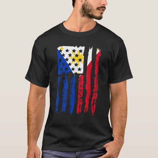 Filippijnse vlag Amerikaans gekweekt Pinoy USA T-shirt (Voorkant)