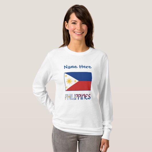 Filippijnse vlag blauw Personalisatie T-shirt (Voorkant volledig)