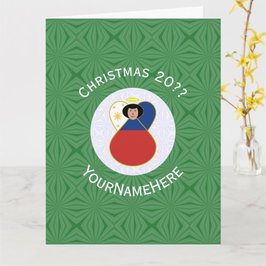 Filippijnse vlag engel kerst gepersonaliseerd kaart (Gele Bloem)