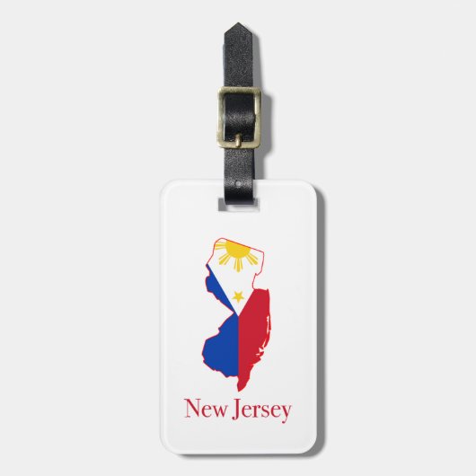 Filippijnse vlag op de staatskaart van New Jersey Bagagelabel (Voorkant verticaal)