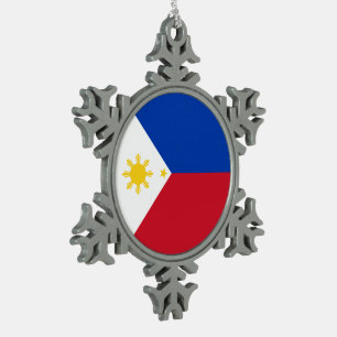 Filippijnse vlag tin sneeuwvlok ornament