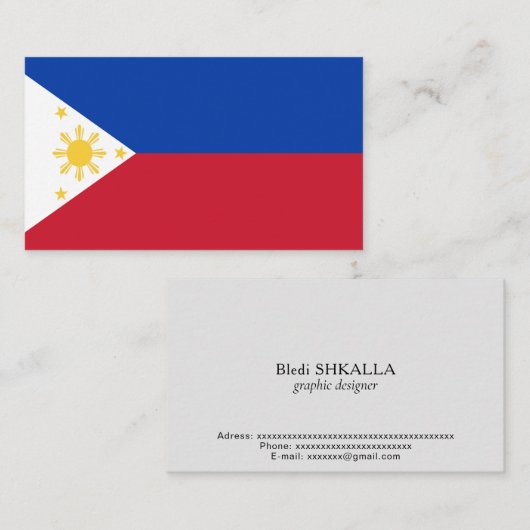 Filippijnse vlag visitekaartje (Voorkant / Achterkant)