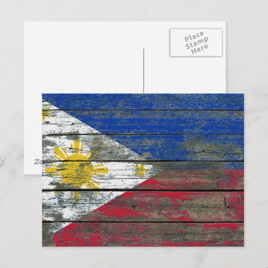 Filippijnse vlag voor het effect van ruw houten pl briefkaart (Voorkant / Achterkant)