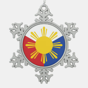 Filippijnse vlaggenelementen tin sneeuwvlok ornament