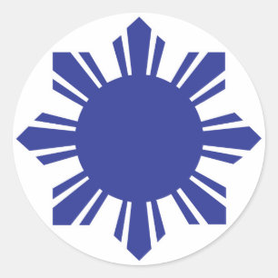 Filippijnse zon - blauw ronde sticker