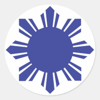 Filippijnse zon - blauw ronde sticker