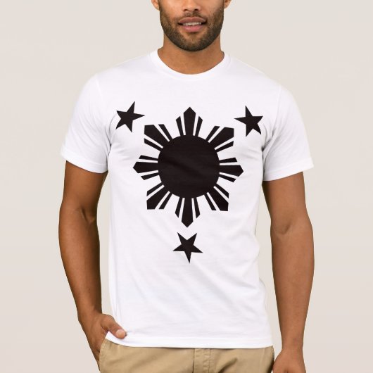 Filippino Basic Sun en sterren - zwart T-shirt (Voorkant)