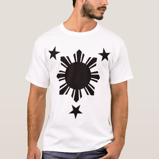 Filippino Basic Sun en sterren - zwart T-shirt (Voorkant)