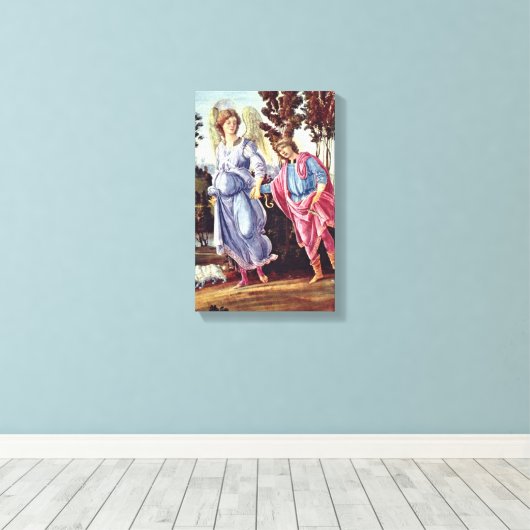 Filippino Lippi - Tobias en de Angel Canvas Afdruk (Insitu (Houten vloer))