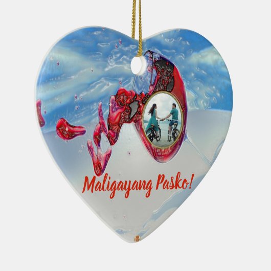 Filippino, Pasko, Beach, wijnglas, strand, esdoorn Keramisch Ornament (Rechts)