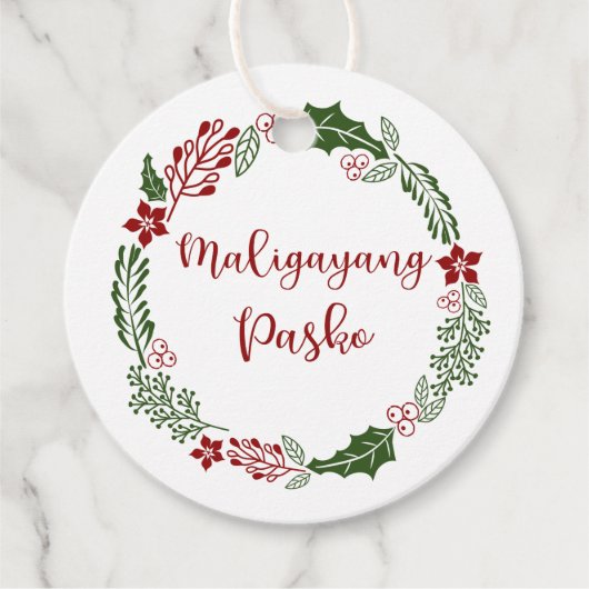 Filippino Tagalog Merry Kerstmis, Aangepast Bedankjes Labels (Voorkant)