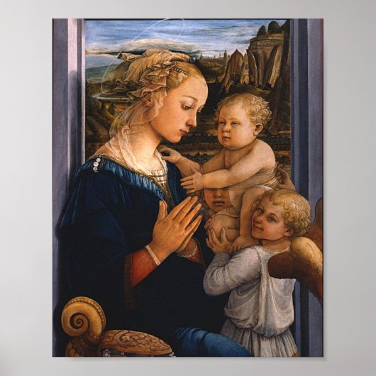 Filippo lippi-Madonna en kind met twee engelen Poster (Voorkant)