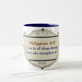 Filippus 4:13 Schild Koffiemok Tweekleurige Koffiemok