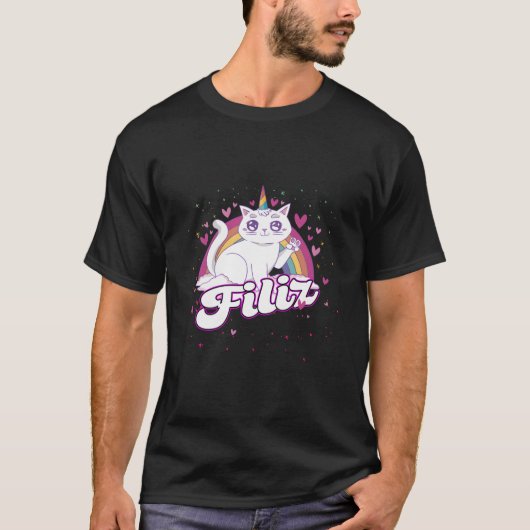 Filiz Adorable Name With Beautiful Caticorn T-shirt (Voorkant)