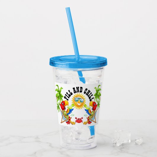 Fill en Chill Parrot Tumbler Acryl Drinkbeker (Voorkant ijs)