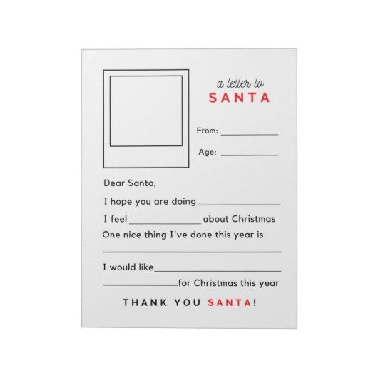 Fill in the Blank Letter to Santa Notitieblok (Linkerzijde)
