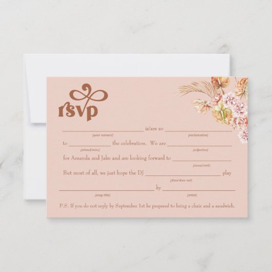 Fill-in-the-Blank met Song Request RSVP-behuizing Kaart (Voorkant)