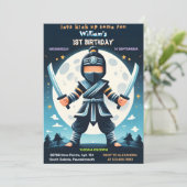 Fill War Fight Boy Moon Ninja Warrior 1e Verjaarda Kaart (Staand voorkant)