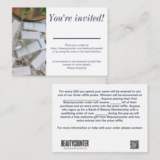 Fillable Pop-op nodigt uit Informatiekaartje (Voorkant / Achterkant)