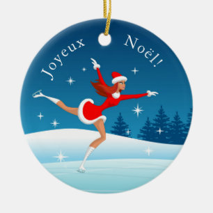 Fille de patinage artistique joyeux Noël Ornament