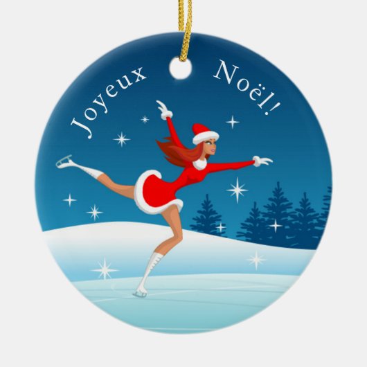 Fille de patinage artistique joyeux Noël Ornament (Voorkant)