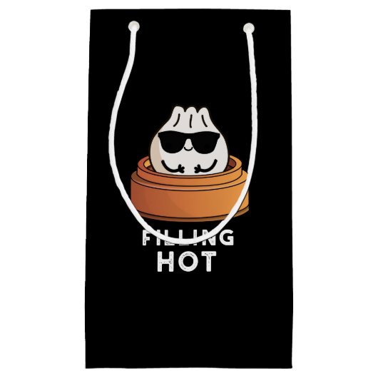 Filling Hot Funny Dumpling Pun Dark BG Klein Cadeauzakje (Voorkant)