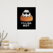 Filling Hot Funny Dumpling Pun Dark BG Poster (Keuken)