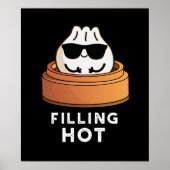 Filling Hot Funny Dumpling Pun Dark BG Poster (Voorkant)