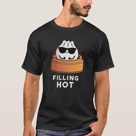 Filling Hot Funny Dumpling Pun Dark BG T-shirt (Voorkant)