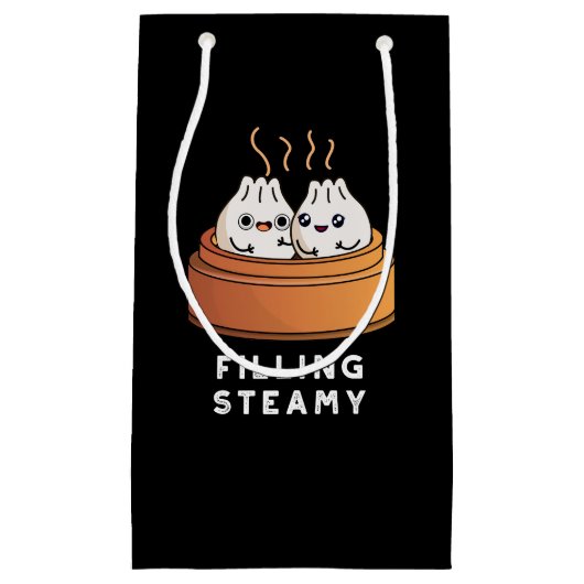 Filling Steamy Funny Dimsum Bao Pun Dark BG Klein Cadeauzakje (Voorkant)