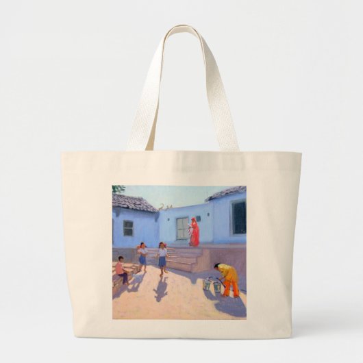 Filling Water Buckets Rajasthan India Grote Tote Bag (Voorkant)