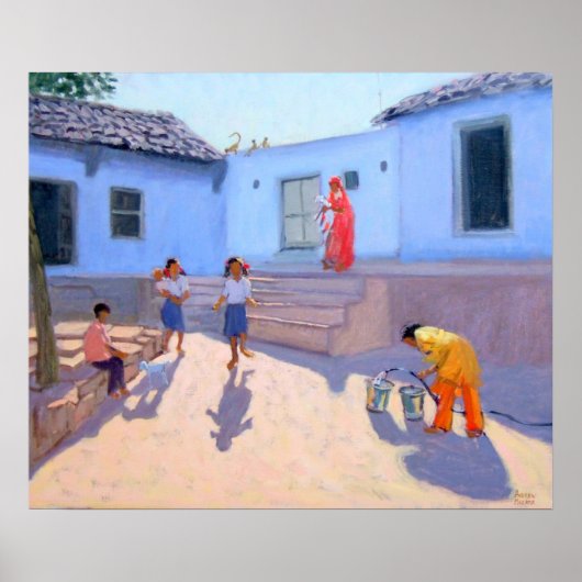 Filling Water Buckets Rajasthan India Poster (Voorkant)