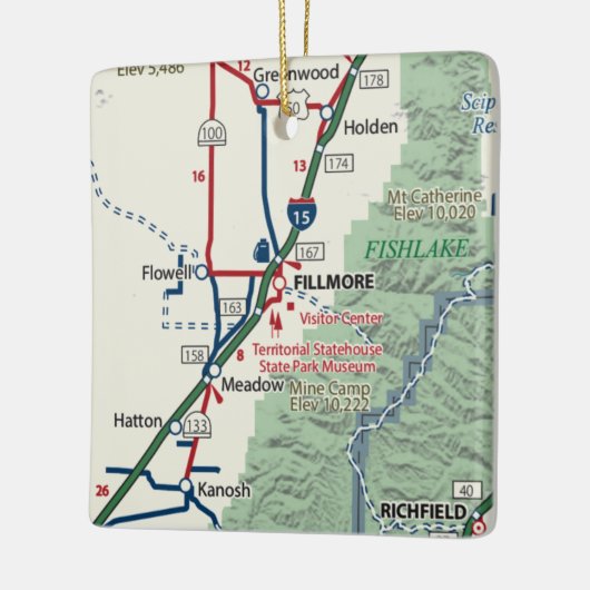Fillmore Utah Map Keramisch Ornament (Links)