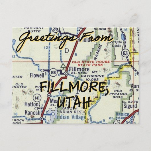 Fillmore Utah Vintage Briefkaart (Voorkant)