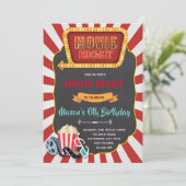  film avond verjaardagsfeestje uitnodiging (Staand voorkant)