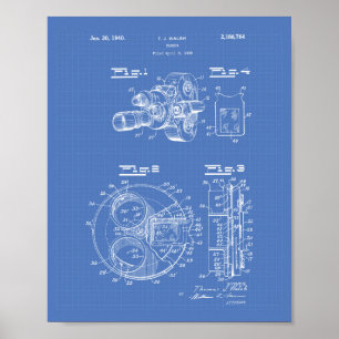 Film Camera 1940 Patent Art - Blauwdruk Poster