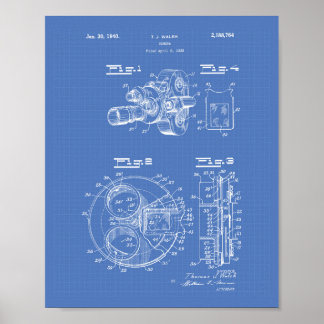 Film Camera 1940 Patent Art - Blauwdruk Poster