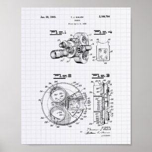 Film Camera 1940 Patent Art - Lined Peper Poster