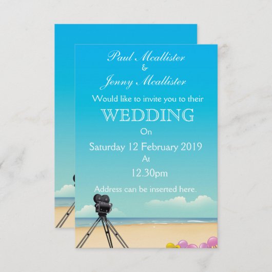  Film Camera bruiloft uitnodiging (Voorkant / Achterkant)