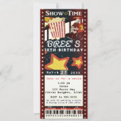 Film Cinema Popcorn VIP Party Ticket Uitnodiging (Voorkant)